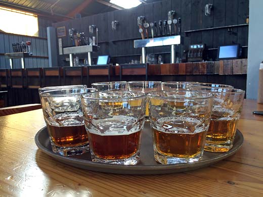 All aboard the Southern Pacific Brewing taster tray!