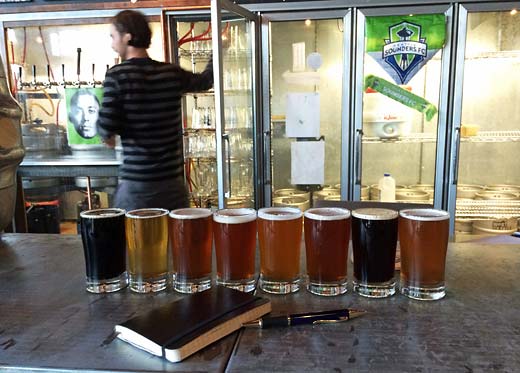 West Seattle Brewing taster flight