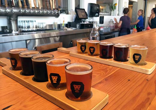 the lion, the bar, and the sampler flights