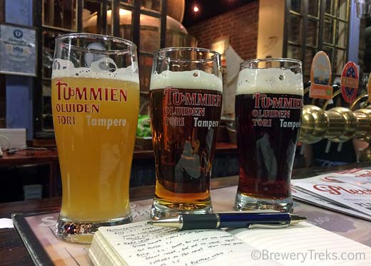 Three half-pours at Panimoravintola Plevna